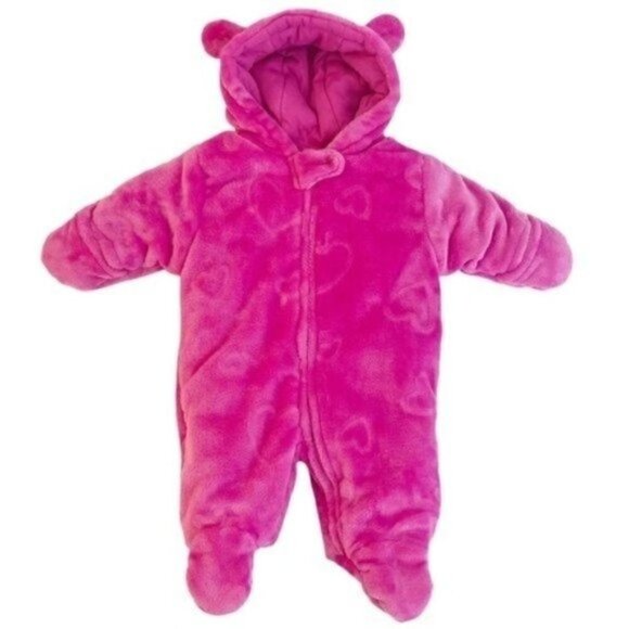 NEWBORN Hearts Pram Snowsuit rose violet full Little Wonders 💕 - Picture 1 of 10